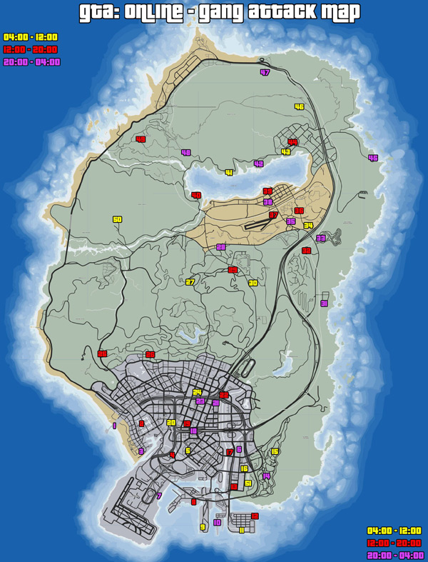 侠盗飞车5GTA5所有帮派战争出现位置的地图