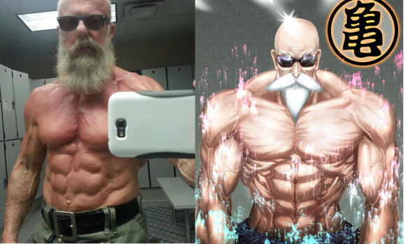 真人版龟仙人 62岁大爷肌肉男