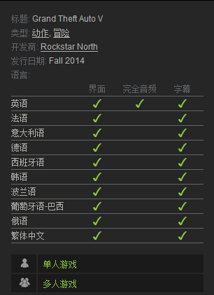 《GTA5》PC版预订正式开启 游戏将自带繁体中文
