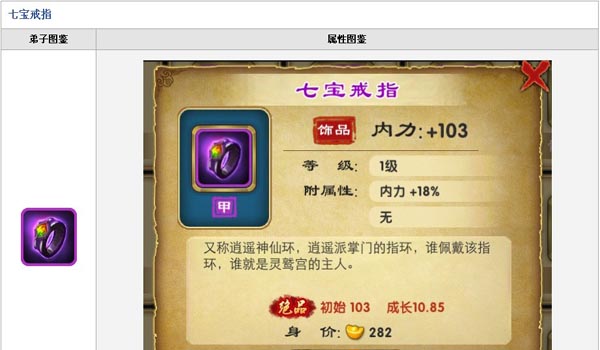 武侠q传七宝戒指图鉴