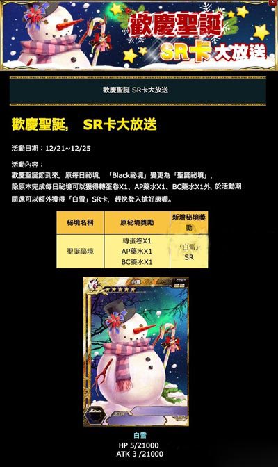 百万亚瑟王圣诞秘境