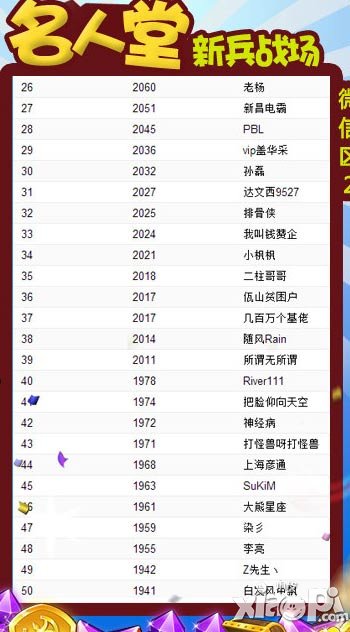 全民打怪兽名人堂新兵战场花名册公告
