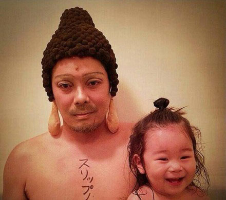 日本父女逗比泡澡照搞笑图集(6)