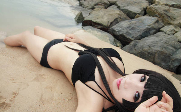秋山澪巨乳萌妹比基尼COS(5)