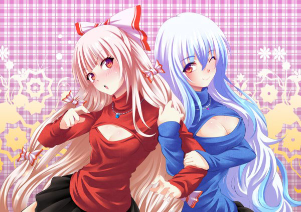 二次元高领开胸毛衣美少女美图三(11)