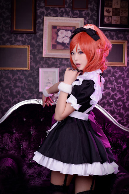 西木野真姬黑丝女仆装性感COS(4)