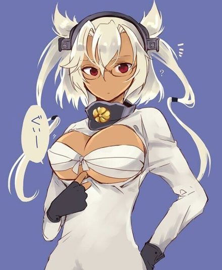二次元高领开胸毛衣美少女美图三(25)