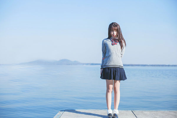 日系萌妹海边清新写真(8)