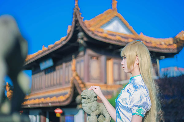 清纯萌妹南小鸟旗袍COS(9)
