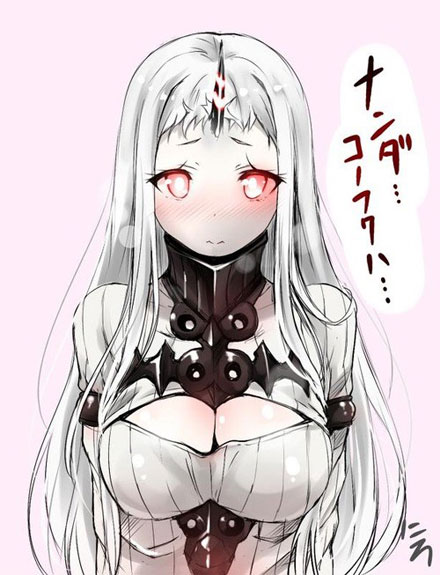 二次元高领开胸毛衣美少女美图二(23)