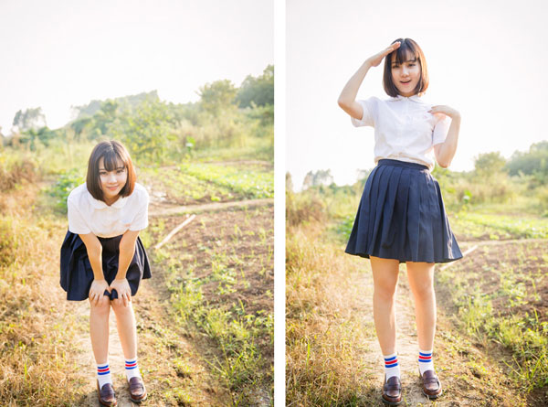 日系制服少女户外唯美写真(7)