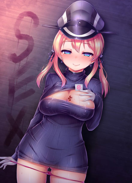 二次元高领开胸毛衣美少女美图三(10)