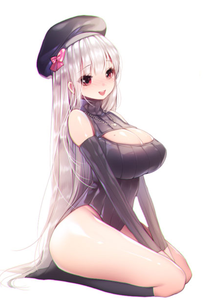 二次元高领开胸毛衣美少女美图(12)