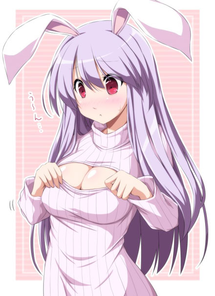 二次元高领开胸毛衣美少女美图三(12)