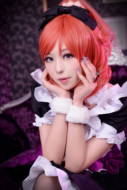 西木野真姬黑丝女仆装性感COS(6)