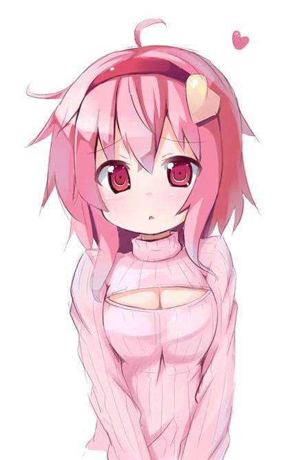 二次元高领开胸毛衣美少女美图(7)