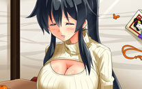 二次元高领开胸毛衣美少女美图三
